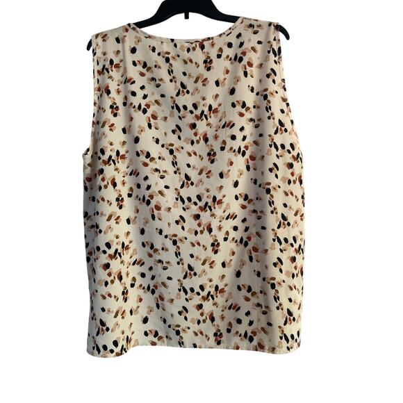 NWOT Women's Cream Color Print Tank Top Black/Brown Accents Size 2XL - Picture 2 of 4
